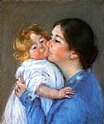 Mary Cassatt Famous Paintings - A Kiss For Baby Anne